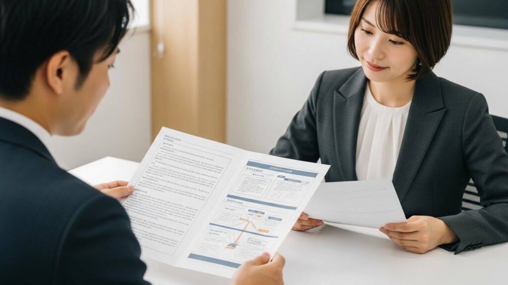 会社説明資料と採用ピッチ資料を比較しながら確認するビジネスシーン