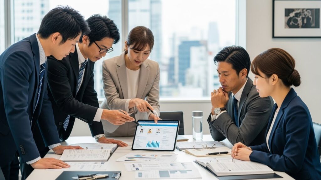 採用活動におけるミスマッチについて話し合う企業の人事担当者