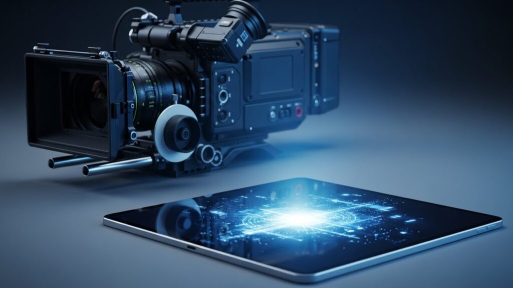 高額な動画制作コストの常識を覆すAI技術。制作プロセスの効率化とコスト削減の概念図