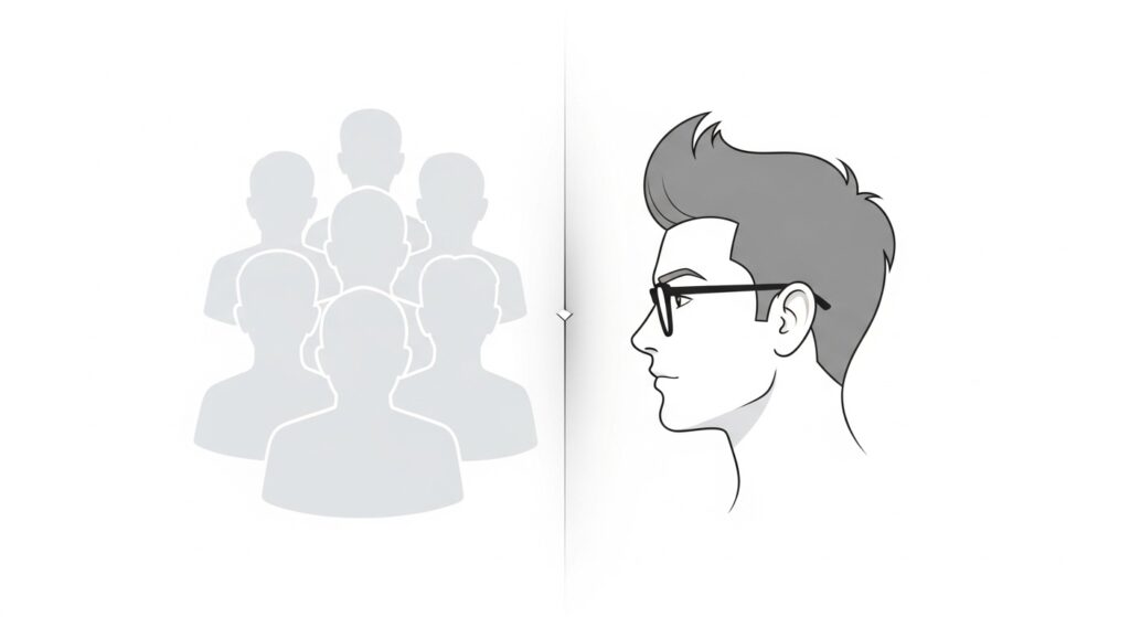 採用ターゲットと具体的なペルソナの違いを視覚的に示した図解イメージ