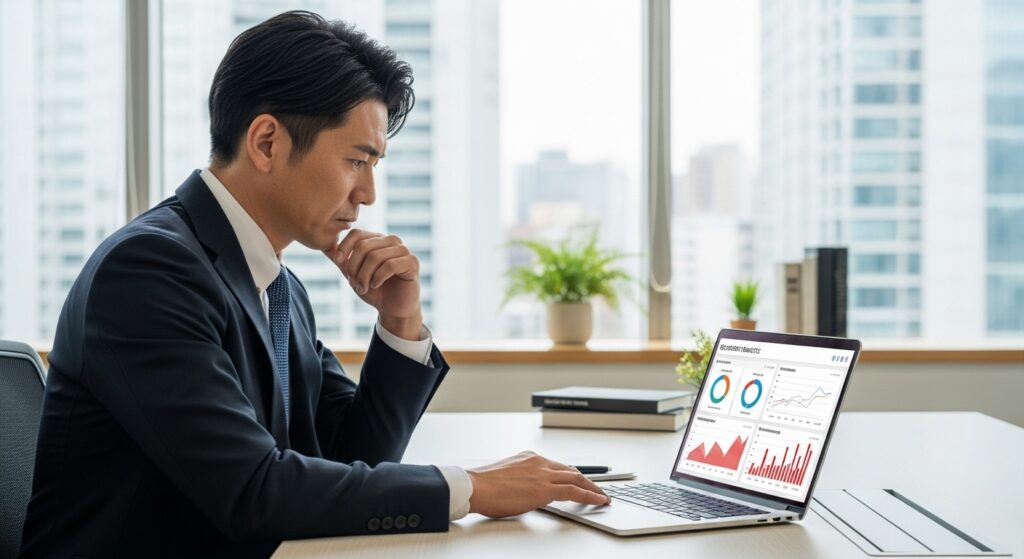 採用データを分析しながら応募数に課題を感じている企業担当者