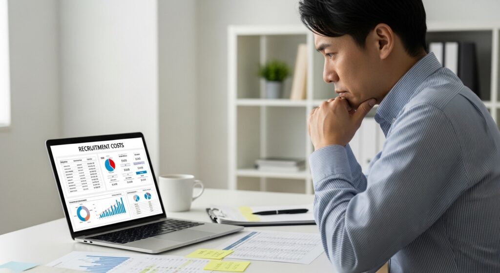 求人広告への出稿を検討しながら、採用の課題を考える日本人の採用担当者