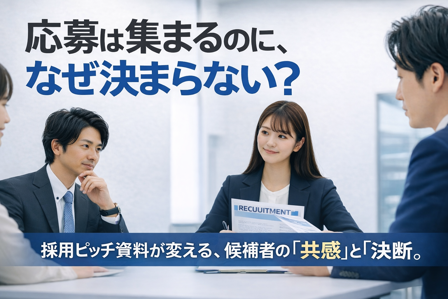 採用ピッチ資料を活用して面接でのミスマッチを防ぐ様子。