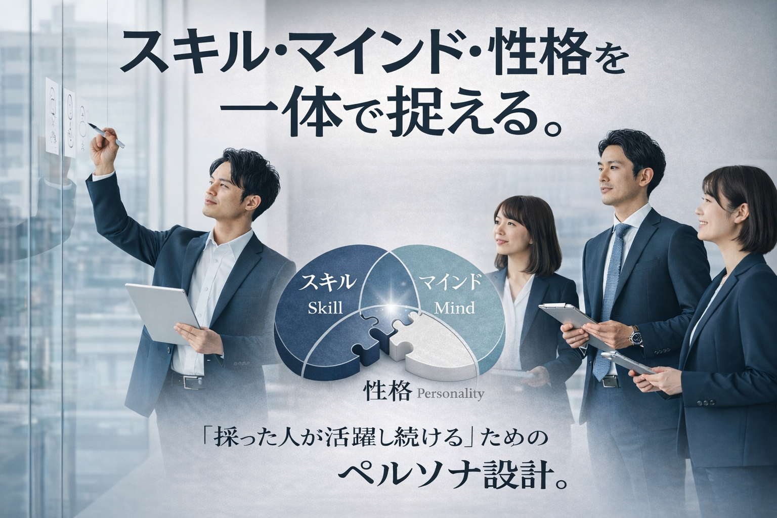 スキル・マインド・性格を一体で捉えた採用ペルソナ設計を表現するビジネスイメージ